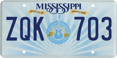 MS license plate ZQK703