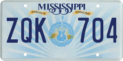 MS license plate ZQK704