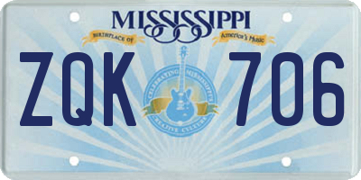 MS license plate ZQK706