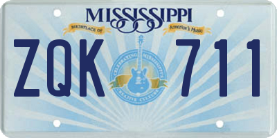 MS license plate ZQK711