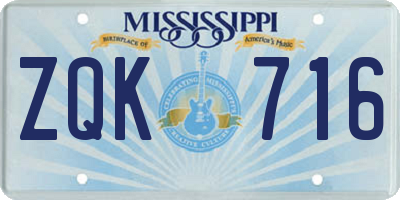 MS license plate ZQK716