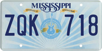 MS license plate ZQK718