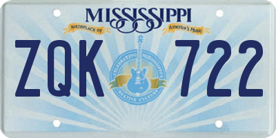 MS license plate ZQK722