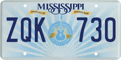 MS license plate ZQK730