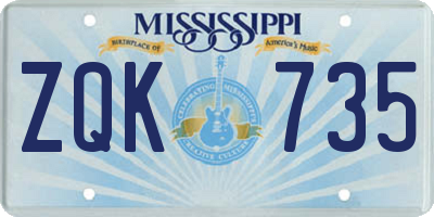 MS license plate ZQK735