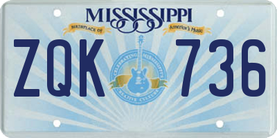 MS license plate ZQK736
