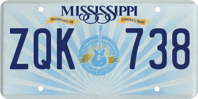 MS license plate ZQK738