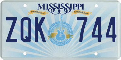 MS license plate ZQK744
