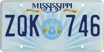 MS license plate ZQK746