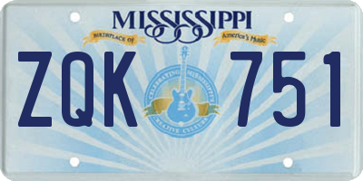 MS license plate ZQK751