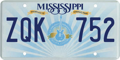 MS license plate ZQK752