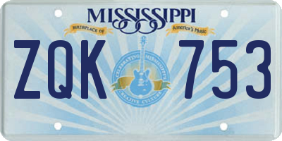 MS license plate ZQK753