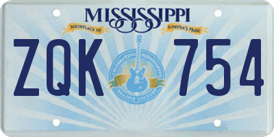 MS license plate ZQK754