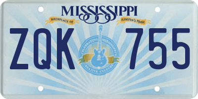 MS license plate ZQK755