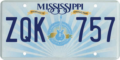 MS license plate ZQK757