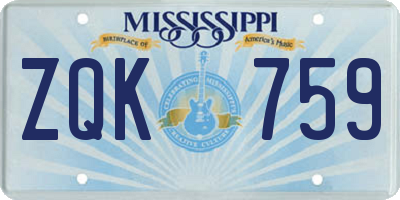 MS license plate ZQK759