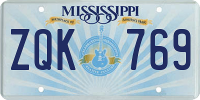 MS license plate ZQK769