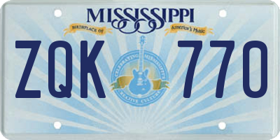 MS license plate ZQK770