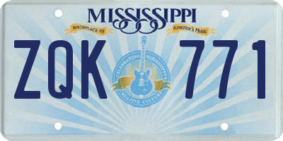 MS license plate ZQK771