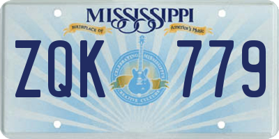 MS license plate ZQK779