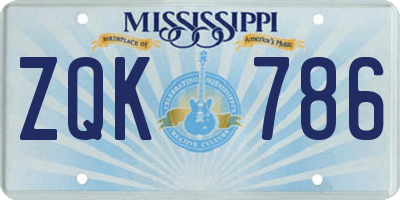 MS license plate ZQK786