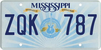 MS license plate ZQK787