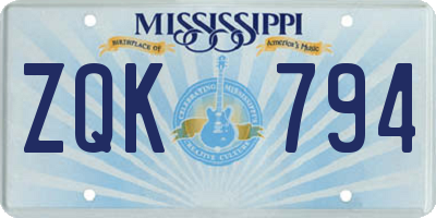 MS license plate ZQK794
