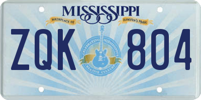 MS license plate ZQK804