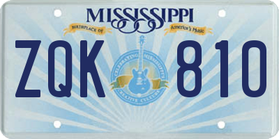 MS license plate ZQK810
