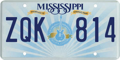 MS license plate ZQK814