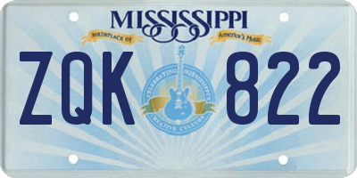MS license plate ZQK822