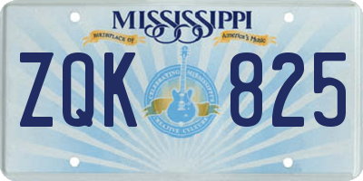 MS license plate ZQK825