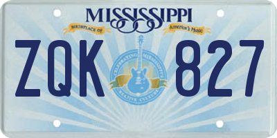 MS license plate ZQK827