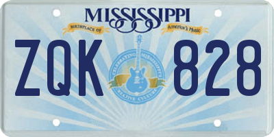 MS license plate ZQK828