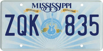 MS license plate ZQK835