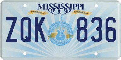 MS license plate ZQK836