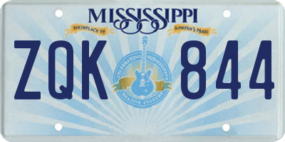 MS license plate ZQK844