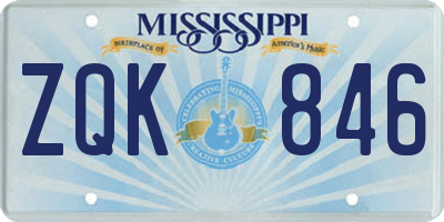 MS license plate ZQK846