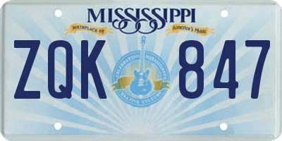 MS license plate ZQK847