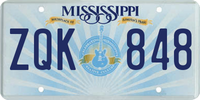 MS license plate ZQK848