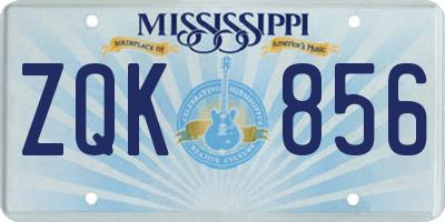 MS license plate ZQK856