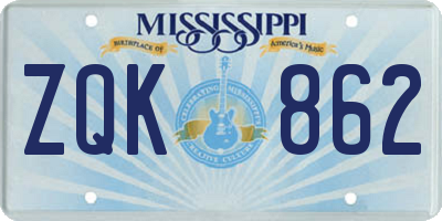 MS license plate ZQK862