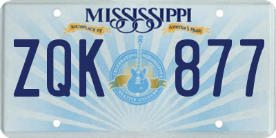 MS license plate ZQK877