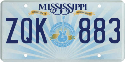 MS license plate ZQK883