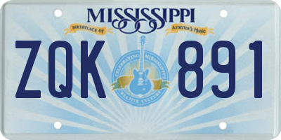 MS license plate ZQK891