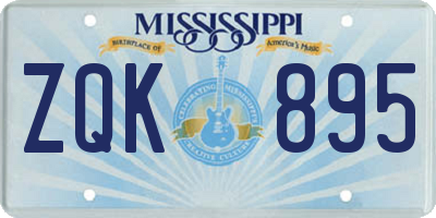MS license plate ZQK895