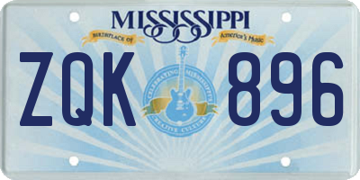 MS license plate ZQK896