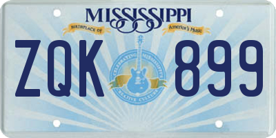 MS license plate ZQK899