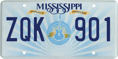 MS license plate ZQK901