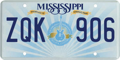 MS license plate ZQK906